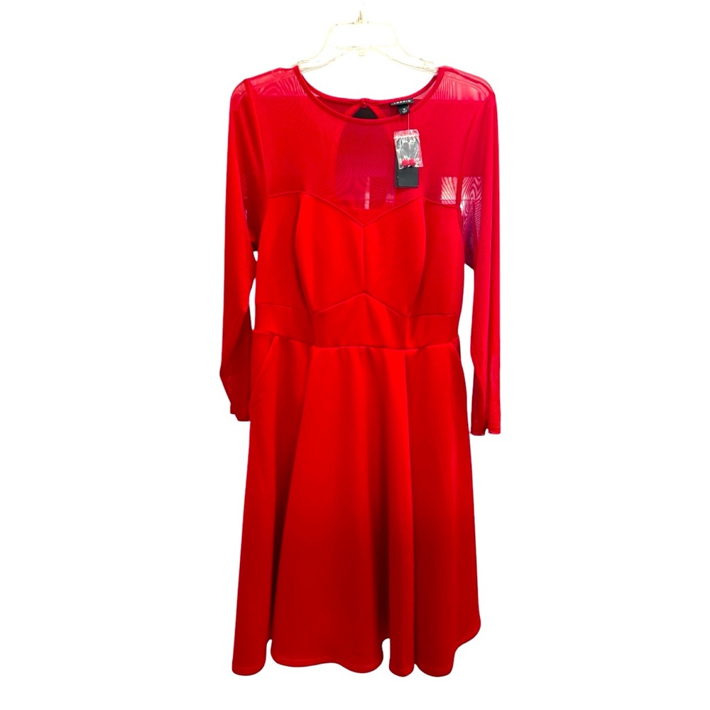 NWT. Torrid Red Mini Scuba Illusion Neck Dress. 
Size 0
